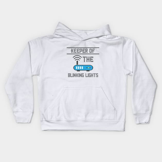 Blinking Lights Router System Admin Network IT Tech Kids Hoodie by Mellowdellow